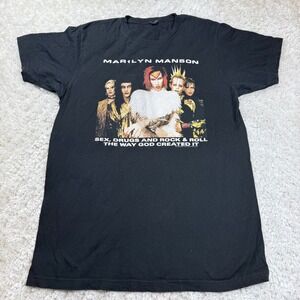 Marilyn Manson Rock Is Dead Tour '99 T-Shirt Medium Graphic Tultex Black Rock